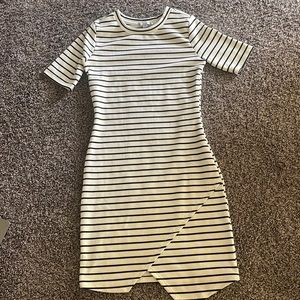 black and white striped bodycon dress